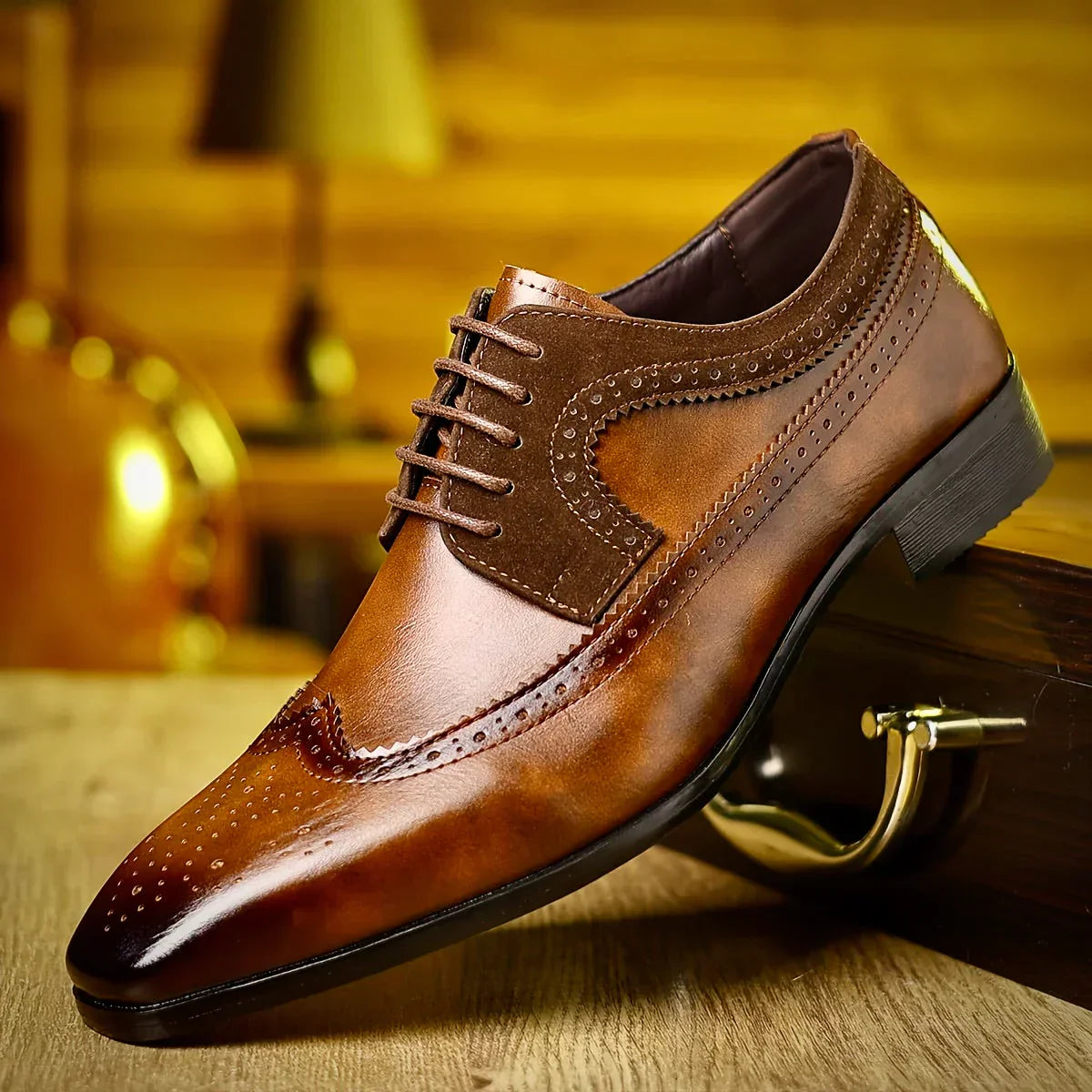 Men’s Leather Dress Shoes – Premium Black Formal Footwear, Elegant Design